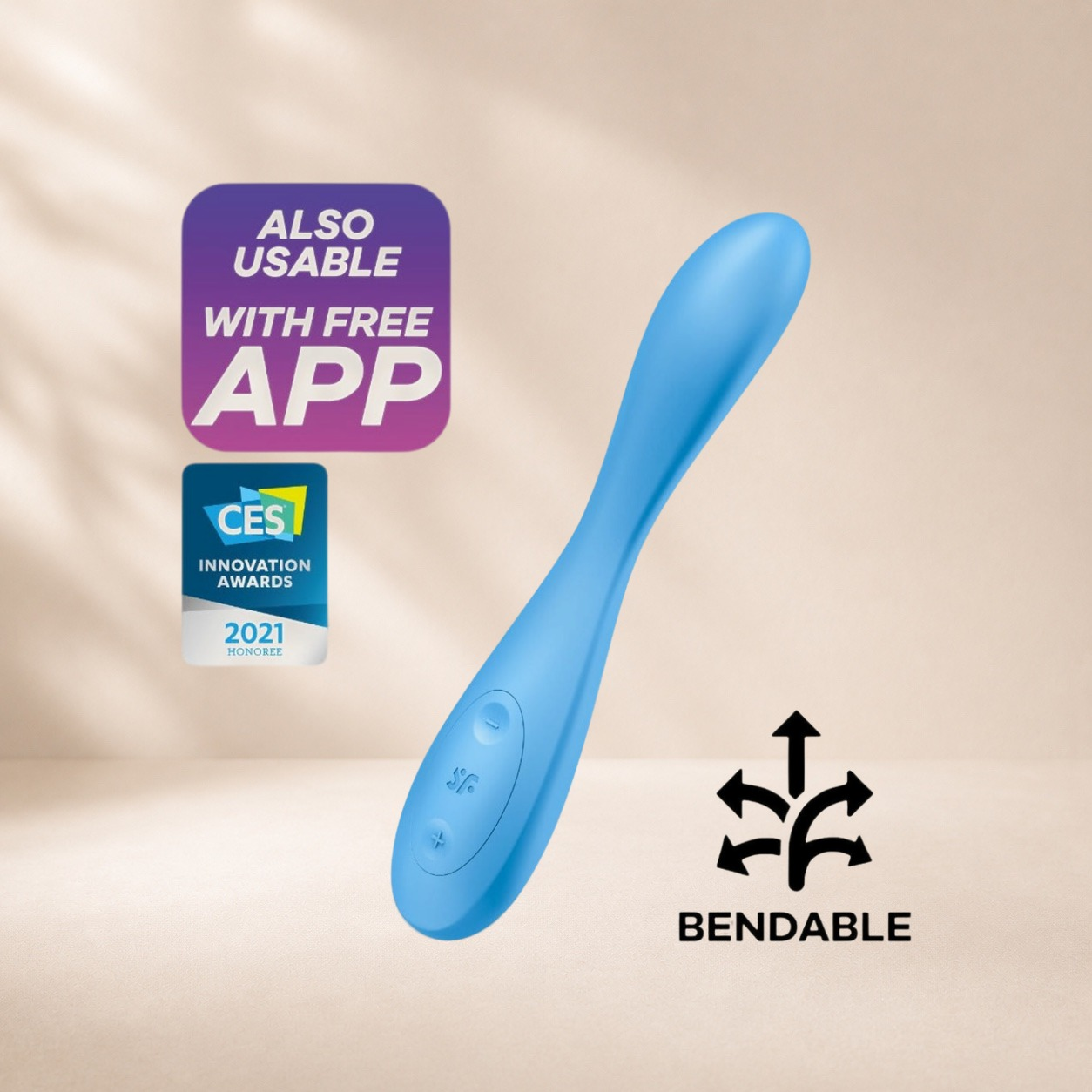 Satisfyer G-Spot Flex 4+ - Blue — Slim flexible neck, bends into virtually any position
