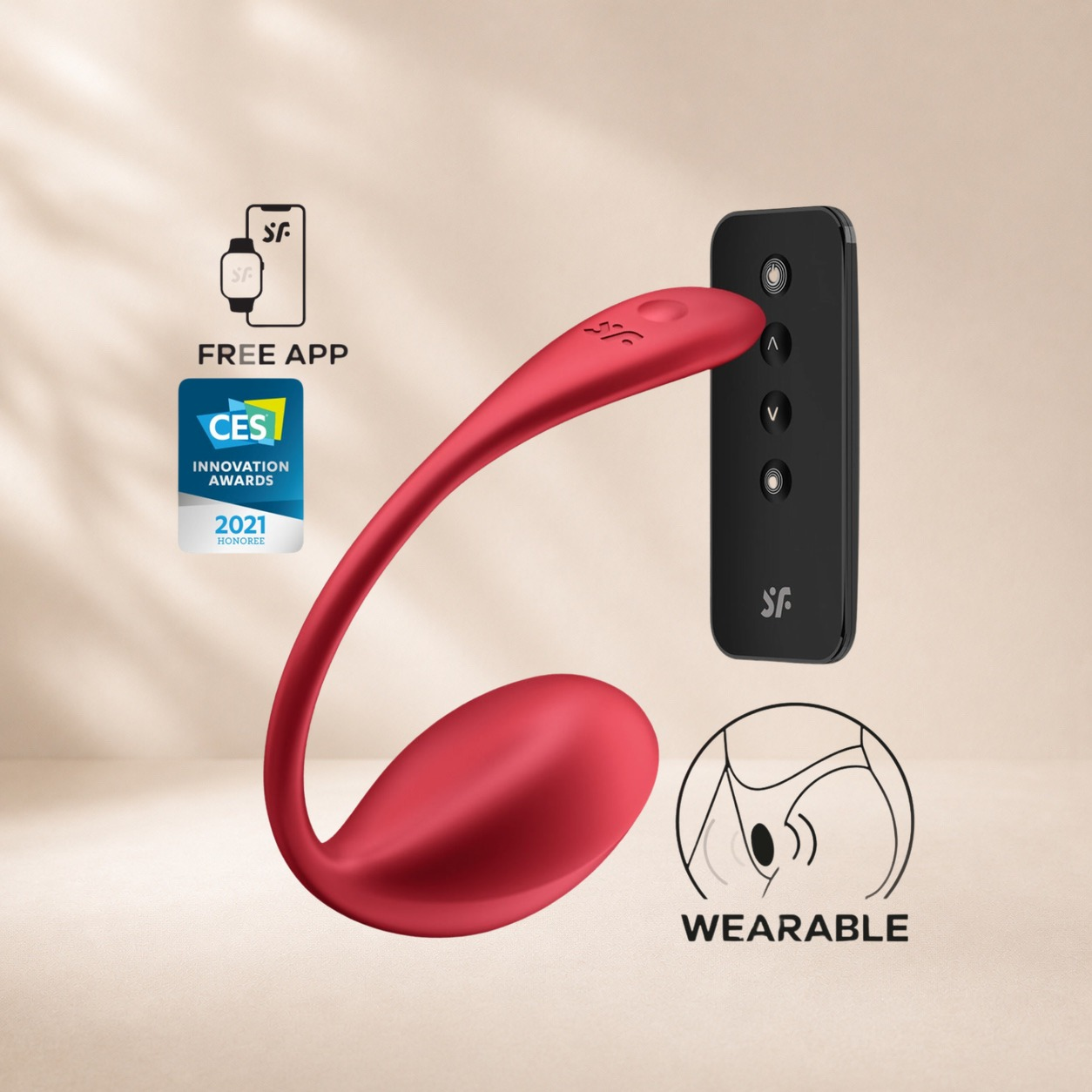 Satisfyer Shiny Petal - Red — Smooth shaft, bendable internal wire