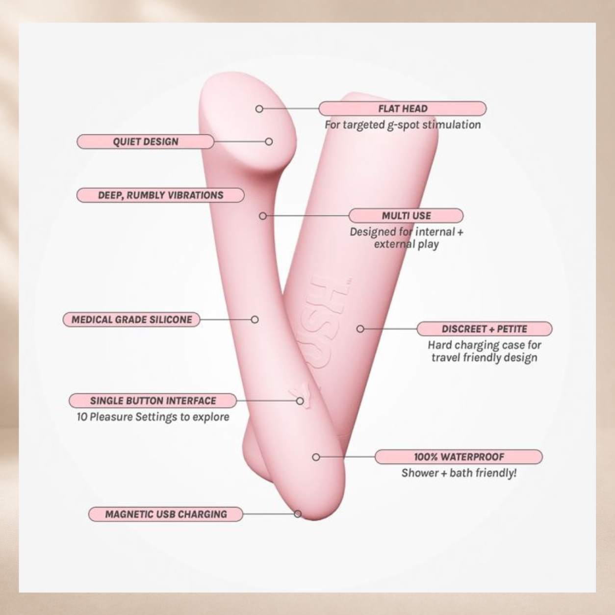 Vush Pop Shine Clitoral Vibrator - Pink